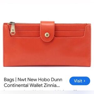 HOBO Dunn Continental Orange Leather Wallet Retired Color